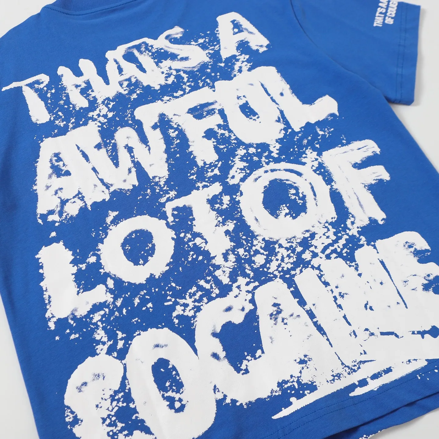 #kleinblue｜That's A AWFUL LOT OF COUGH SYRUP In Stock Real shot American simple trendy brand loose casual T-shirt Fabric (fabric): 32 counts Weight combed double yarn pure cotton Sizes (size): S-M L X L Color (colour): Klein Blue
